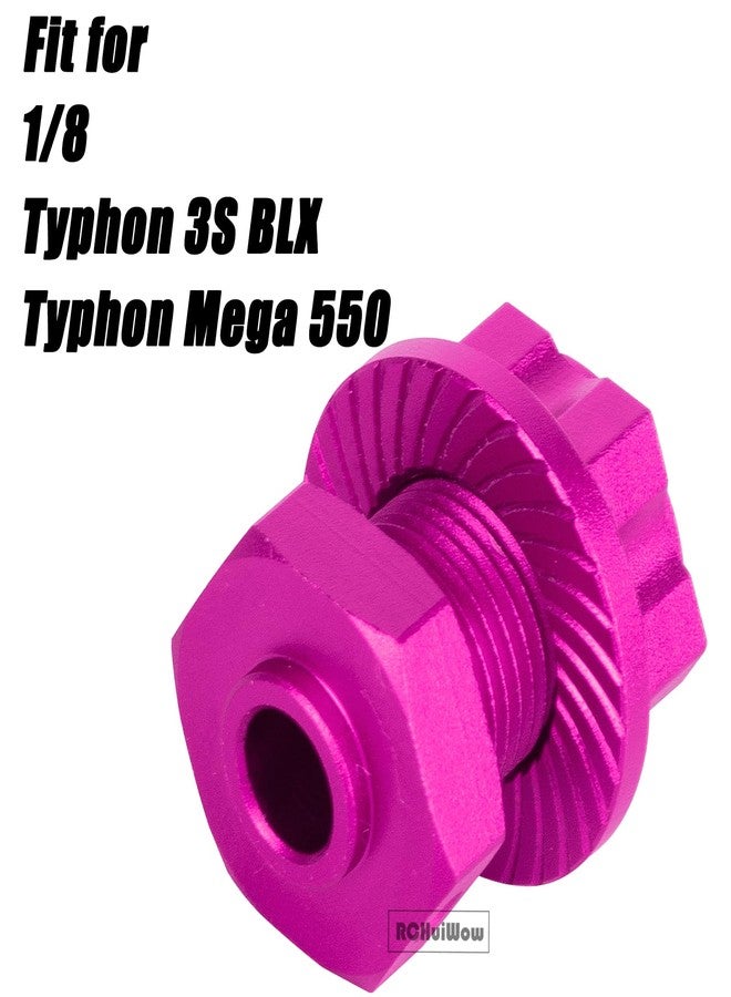 RCHuiWow RC 17MM Wheel Hub w/Anti-dust Cap Nuts Upgrades Part for 1/8 Typhon 3S BLX,Typhon Mega 550,Alloy Aluminium Wheel Hub Hex w/Wheel Wrench,Pink - Image 2